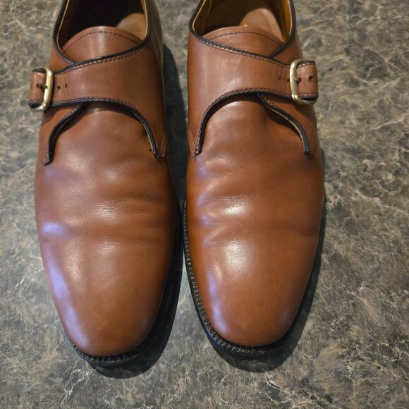 Alden The Monk Strap Tan Calfskin Leather Buckle Mens Shoes size 12 BD - Picture 1 of 6